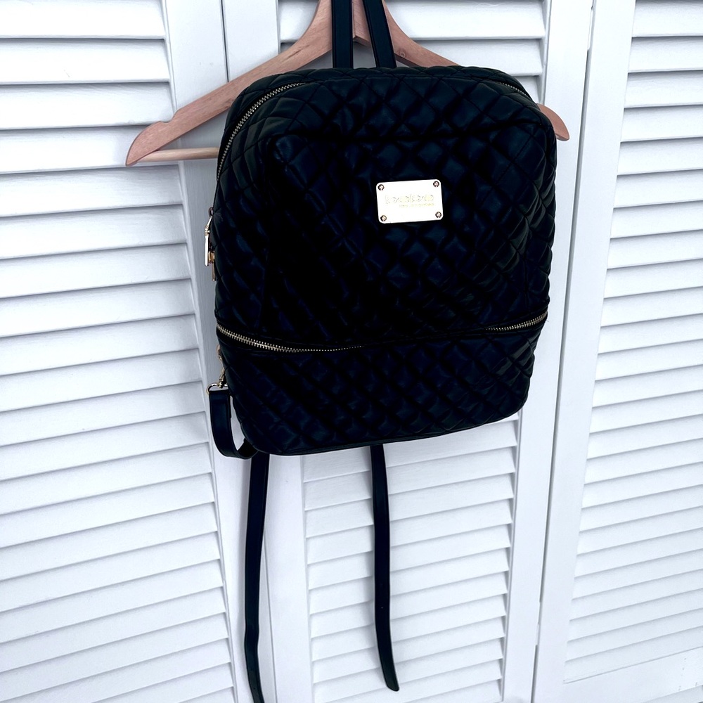 Bebe Los Angeles Black‎ Faux Leather Quilted Backpack